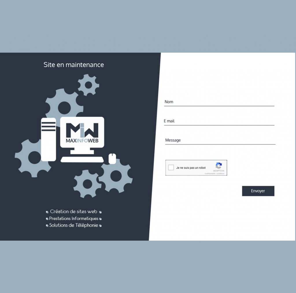 Design de page en maintenance pour Maxinfoweb