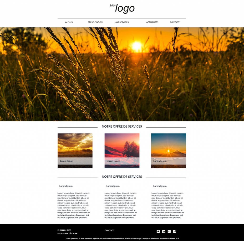 Design de page d'accueil site"clé en main" pour Maxinfoweb